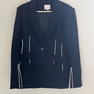 Cinq à Sept Rhinestone Pockets  Blazer | Black Size 12
